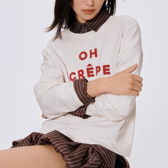 Anthropologie Maeve x Jordan Nickson Oh Crepe Sweatshirt Top Size XXS NWT - Picture 2 of 4